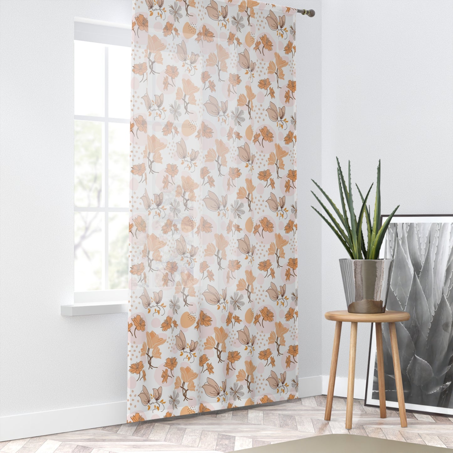 Elegant Floral Window Curtains