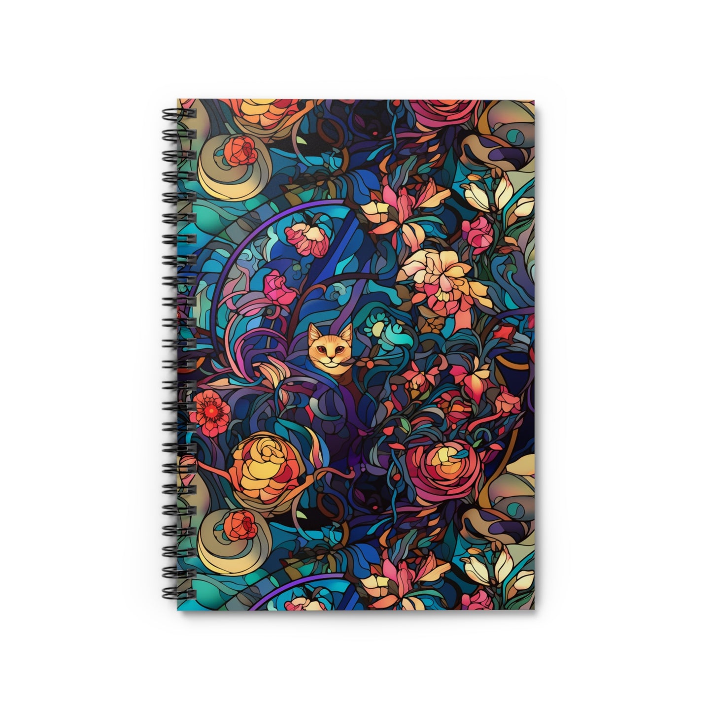 Stained Glass Cat Spiral Notebook