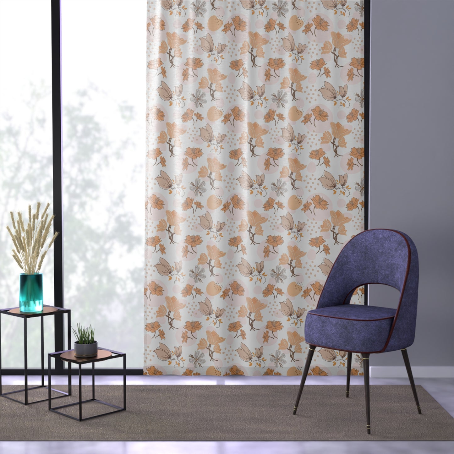 Elegant Floral Window Curtains